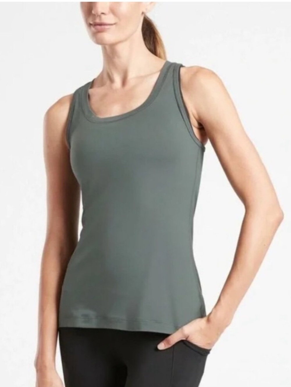 Athleta Nitro Tank Top Keyhole Racerback Top Bali Green Size Small